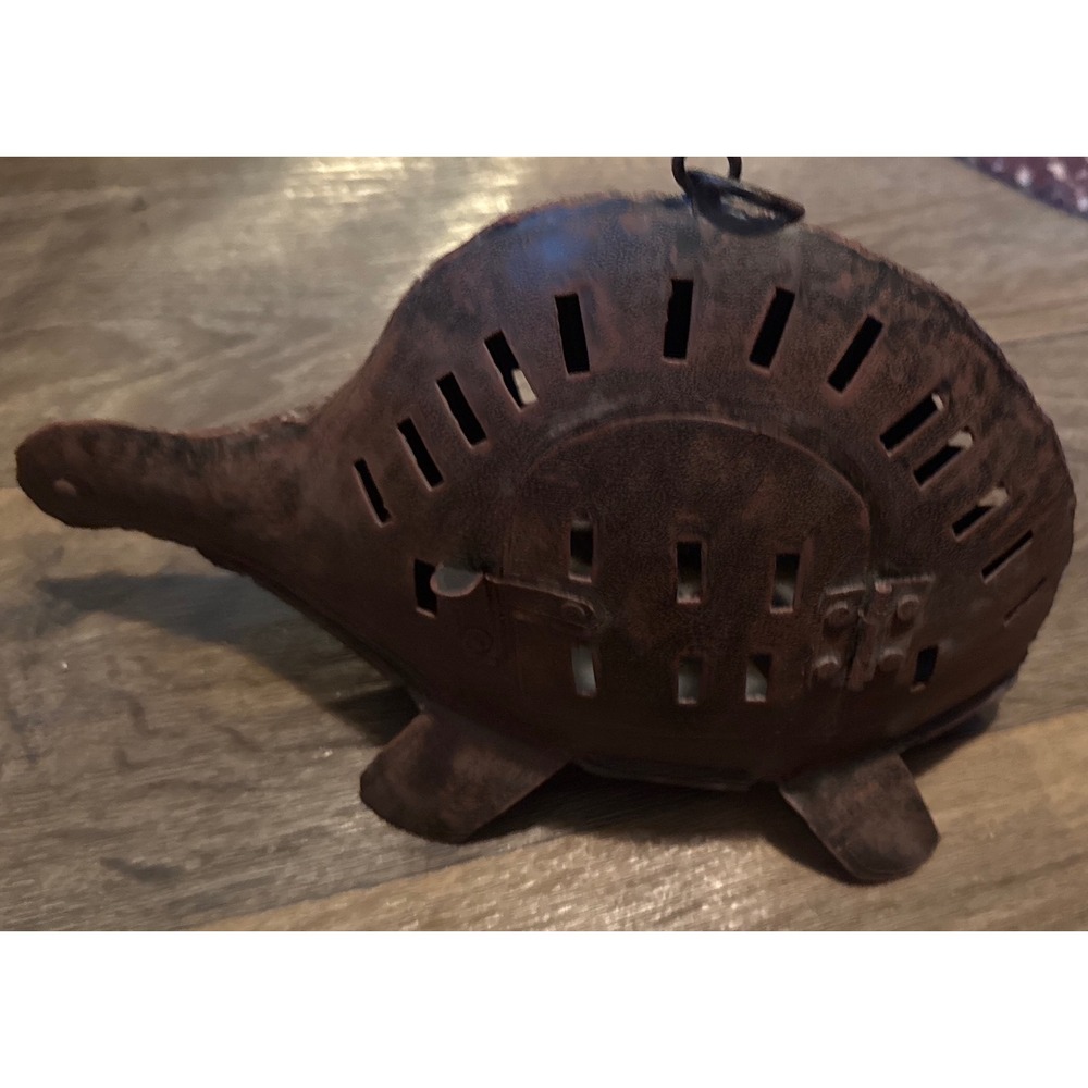 Rustic Metal Turtle Lantern Candle Holder Whimsical Garden Patio Decor 12 x 8"